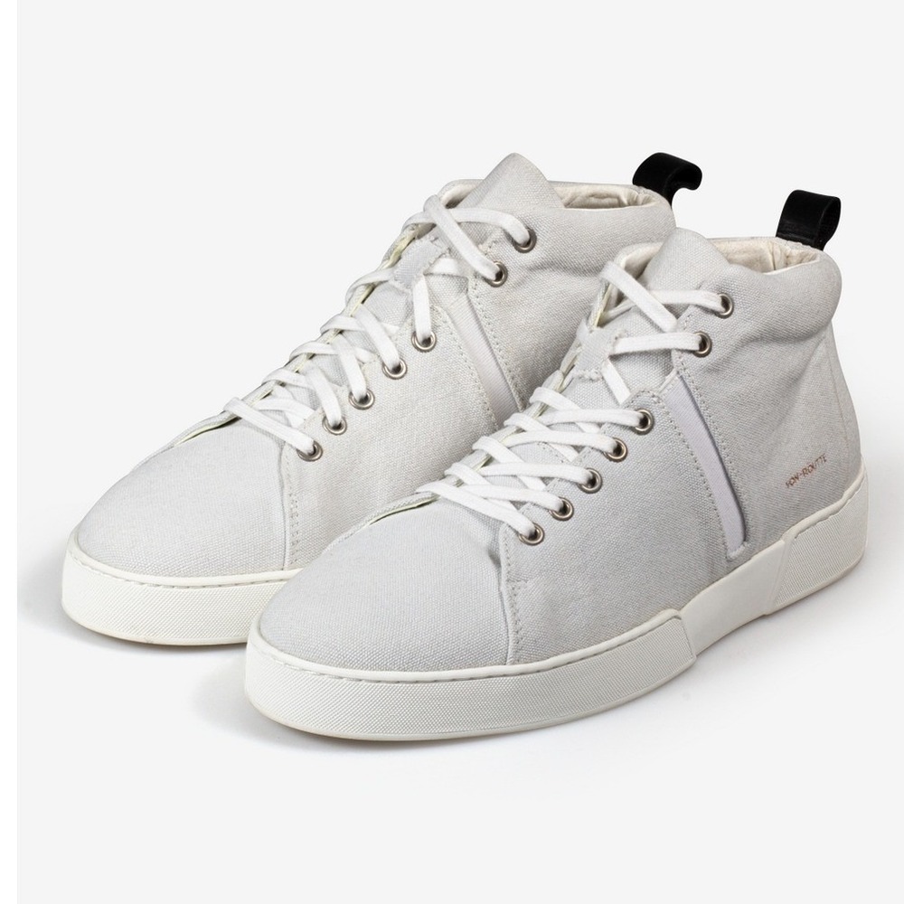 Von-Routte Lyon Mid Top Canvas Sneakers Off White Mens Shoes Size 41 (US 8)